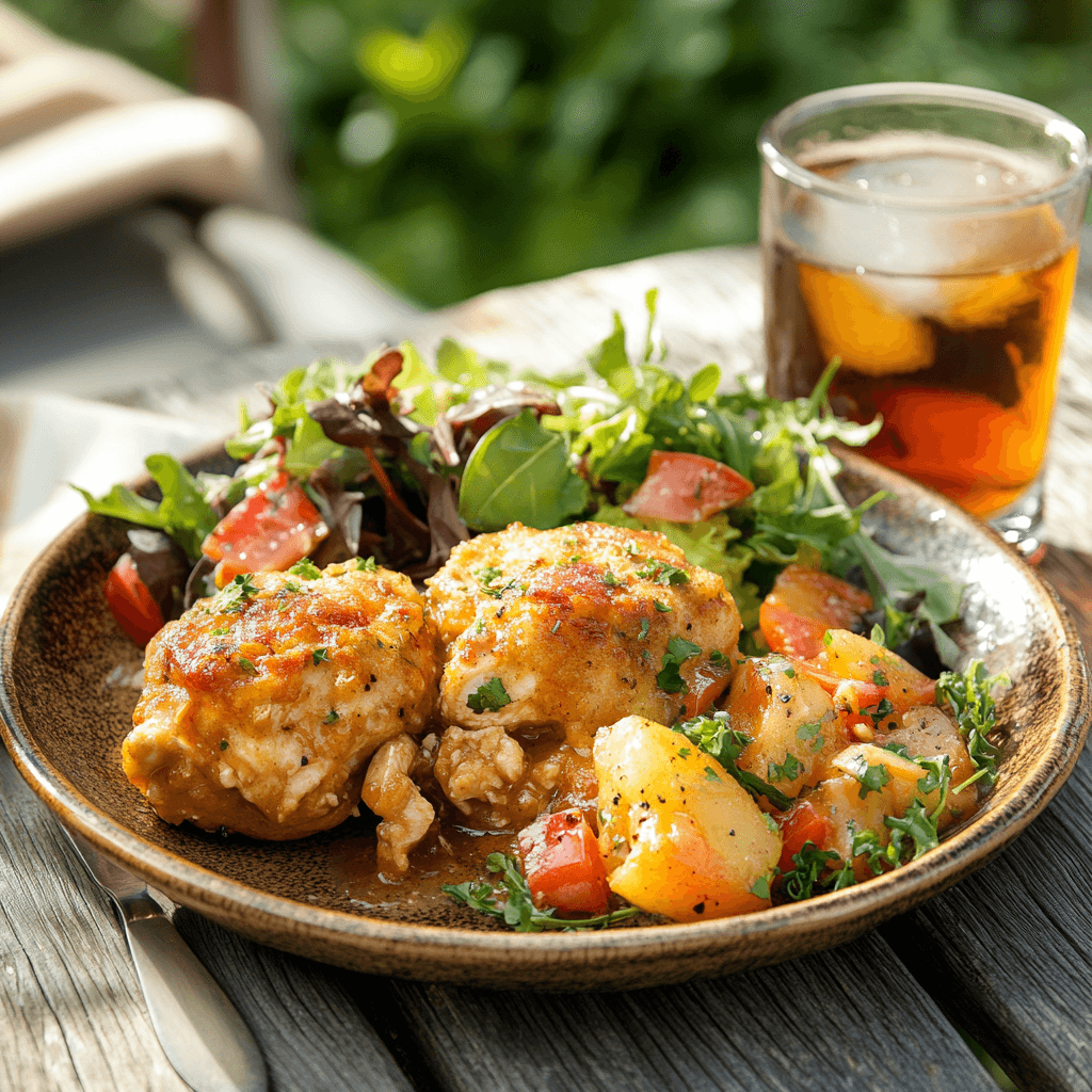 Chicken Cobbler Casserole Recipe That Feels Like a Hug in a Dish 7 Plated Chicken Cobbler Casserole With Salad